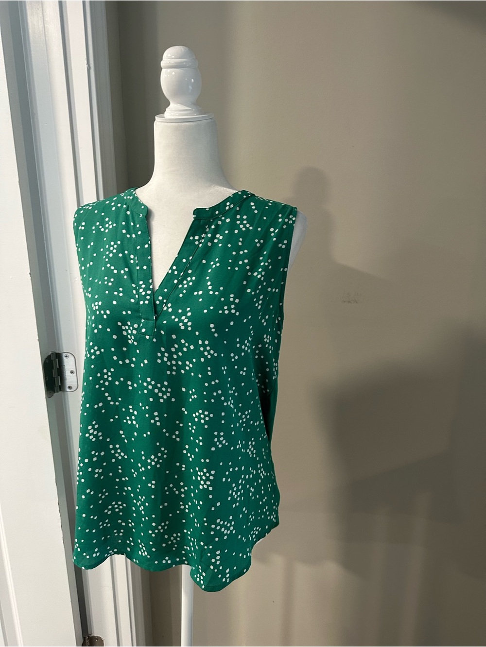 Papermoon Emerald Green Sleeveless Dot-Print V-Neck Camisole